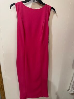 NWT Alexia Admor Bright Pink Sleeveless Midi Sheath Dress